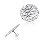 Textured Disc Circle Silver Ear Stud STS-5610